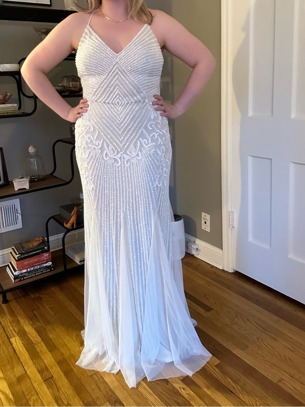 Beaded Ivory Spaghetti-Strap Wedding Dress